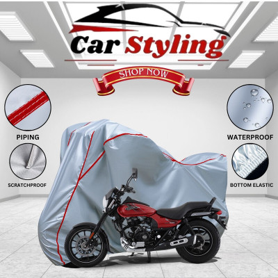 Car Styling Waterproof Two Wheeler Cover for Bajaj(Avenger 160 Street, Silver, Red)
