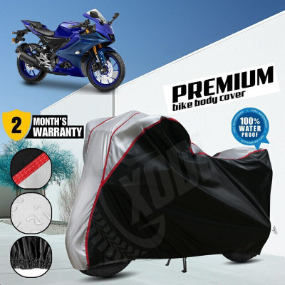 xodi Waterproof Two Wheeler Cover for Yamaha(R15, Black, Silver)