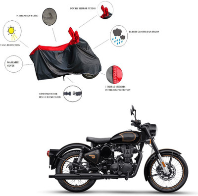 RiderShine Two Wheeler Cover for Royal Enfield(Bullet Trials 500, Black, Red)