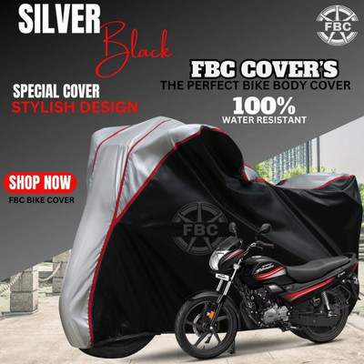 FBC Waterproof Two Wheeler Cover for Hero(Super Splendor, Black, Silver)