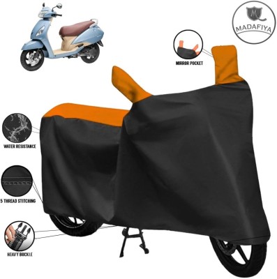 MADAFIYA Waterproof Two Wheeler Cover for TVS(Jupiter Grande, Black, Orange)