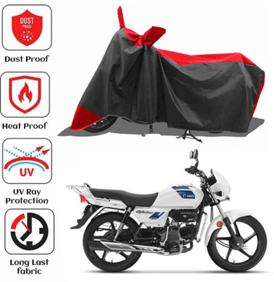 AIKOZIYA Waterproof Two Wheeler Cover for Hero(Splendor Plus, Black, Red)