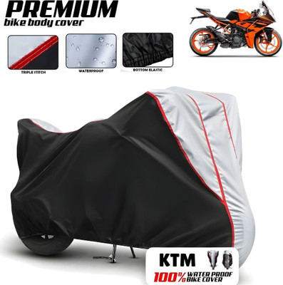 Mwiss Waterproof Two Wheeler Cover for KTM(RC 200, Black, Silver)
