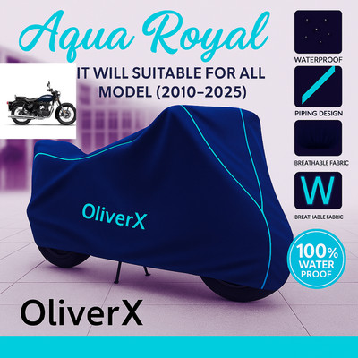 OliverX Waterproof Two Wheeler Cover for Royal Enfield(Bullet Electra Twinspark, Blue, Red)