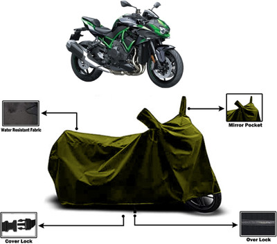 Amexride Two Wheeler Cover for Kawasaki(ZH2, Green)