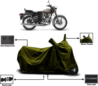 Amexride Two Wheeler Cover for Royal Enfield(Bullet 500, Green)