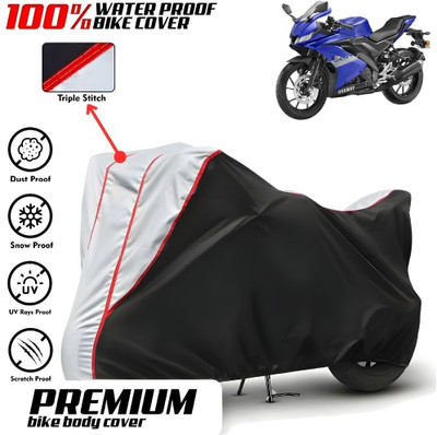 Mwiss Waterproof Two Wheeler Cover for Yamaha(R15S, Black, Silver)