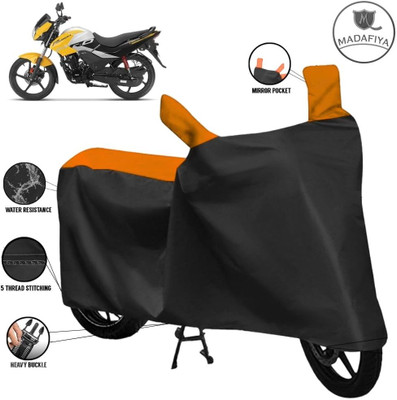 MADAFIYA Waterproof Two Wheeler Cover for Hero(Passion Pro, Black, Orange)