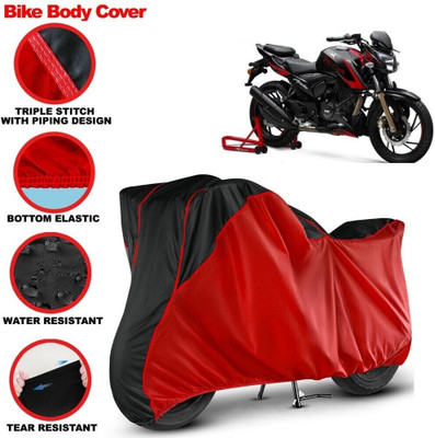 Grizzly Two Wheeler Cover for TVS(Apache RTR 200 4V, Black, Red)