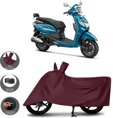 HWSXQAE Waterproof Two Wheeler Cover for Universal For Bike(Pleasure+ 110, Maroon)