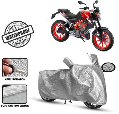 Autoinnovation Waterproof Two Wheeler Cover for KTM(200 Duke, Silver)