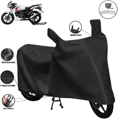 MADAFIYA Waterproof Two Wheeler Cover for TVS(Apache RTR 160 4V, Black)