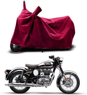 KEDIT Two Wheeler Cover for Royal Enfield(Classic Chrome, Maroon)