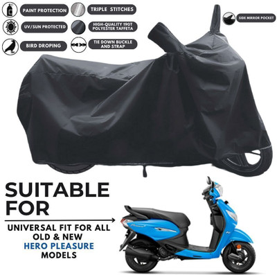DeepShakshi AUTOMOTIVE Two Wheeler Cover for Hero(MotoCorp Pleasure Plus, Black)