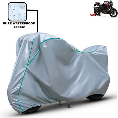Delphinium Waterproof Two Wheeler Cover for TVS(Apache RTR 200 4V, Silver)
