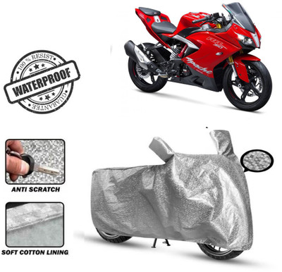 ROYAL AUTO MART Waterproof Two Wheeler Cover for TVS(Apache RR 310, Silver)