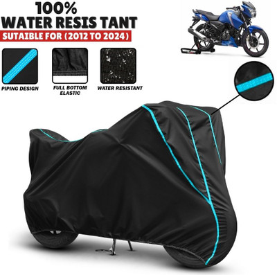 Mwiss Waterproof Two Wheeler Cover for TVS(Apache RTR 180, Black, Blue)