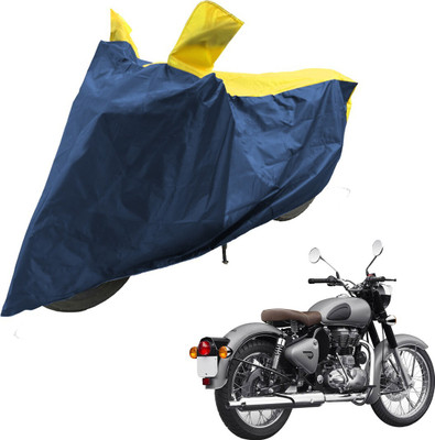 RiderShine Two Wheeler Cover for Royal Enfield(Classic 500, Blue, Yellow)