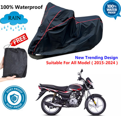 AUTOCAD Waterproof Two Wheeler Cover for Bajaj(ComforTec, Black, Red)