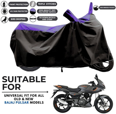 ZAQE Two Wheeler Cover for Bajaj(Pulsar 180F, Black, Purple)