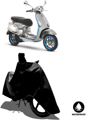 Amexride Waterproof Two Wheeler Cover for Vespa(Piaggio Elettrica, Black)
