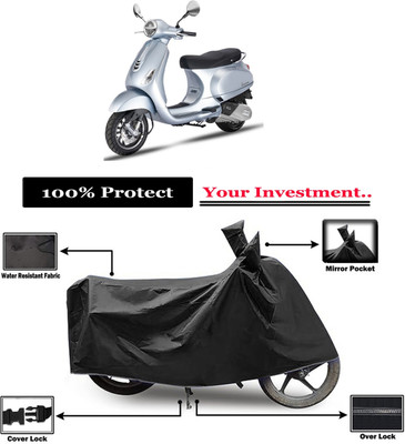 Amexride Two Wheeler Cover for Piaggio(Vespa LX 125, Black)
