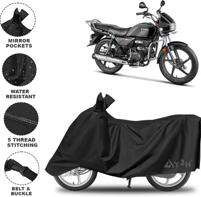 Y3H Waterproof Two Wheeler Cover for Hero(Splendor Plus, Black)