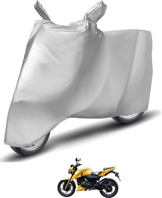 Caronix Waterproof Two Wheeler Cover for TVS(Apache RTR 200, Silver)