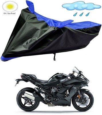 Genipap Two Wheeler Cover for Kawasaki(Ninja H2 SX, Black, Blue)