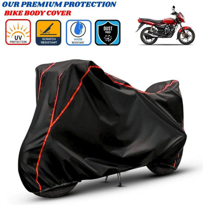 Delphinium Waterproof Two Wheeler Cover for Bajaj(Platina 110, Black, Red)