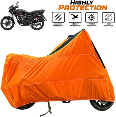 ZAQE Waterproof Two Wheeler Cover for Honda(CB Shine SP, Black, Orange)