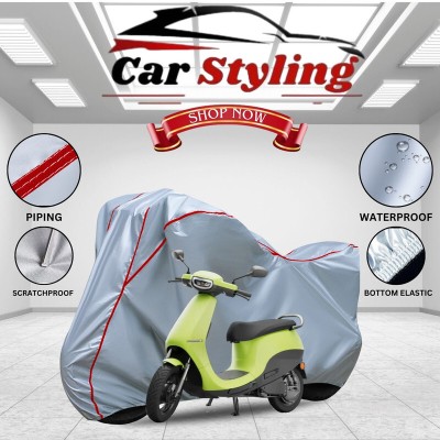 Car Styling Waterproof Two Wheeler Cover for Ola(Silver, Red)