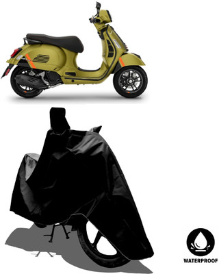 Amexride Waterproof Two Wheeler Cover for Vespa(GTS Super 125, Black)