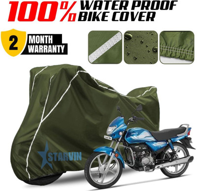 Starvin Waterproof Two Wheeler Cover for Hero(HF Deluxe BS6, Green, White)