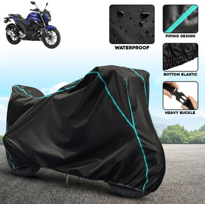 AutoGalaxy Waterproof Two Wheeler Cover for Yamaha(FZ-25 BS6, Black, Blue)