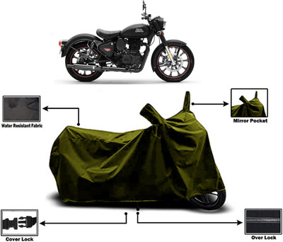 Amexride Two Wheeler Cover for Royal Enfield(Classic Stealth Black BS6, Green)