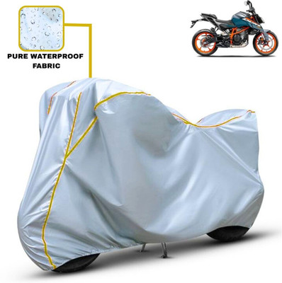 Delphinium Waterproof Two Wheeler Cover for KTM(390 Duke, Silver)