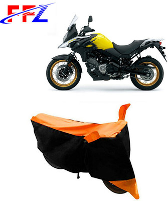 FFZ Waterproof Two Wheeler Cover for Suzuki(V Strom 650, Black, Orange)