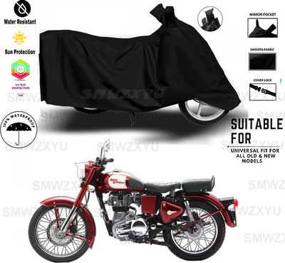 smwzxyu Waterproof Two Wheeler Cover for Royal Enfield(Bullet 350, Black)