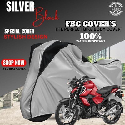 FBC Waterproof Two Wheeler Cover for Yamaha(FZ 25, Black, Silver)