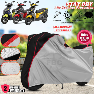 AUTOCAD Waterproof Two Wheeler Cover for TVS(NTORQ, Silver, Black)
