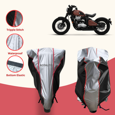 Delphinium Waterproof Two Wheeler Cover for JAWA(Bobber 350, Silver, Black)