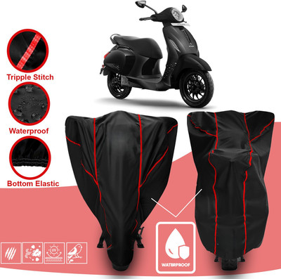 DeepShakshi AUTOMOTIVE Waterproof Two Wheeler Cover for Bajaj(Urbanite Chetak BS6, Red, Black)