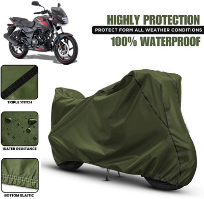 Shiv Kanha Waterproof Two Wheeler Cover for Bajaj(Pulsar 150, Green, Black)
