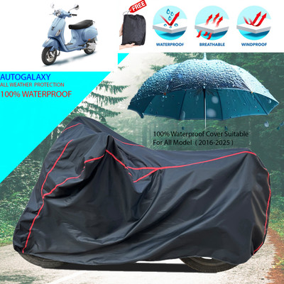 AutoGalaxy Waterproof Two Wheeler Cover for Vespa(ZX 125 BS6, Black)