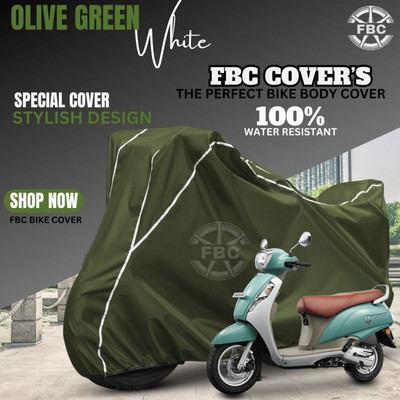 FBC Waterproof Two Wheeler Cover for Suzuki(Access, White)