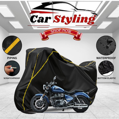 Car Styling Waterproof Two Wheeler Cover for Royal Enfield(Meteor, Black, Yellow)