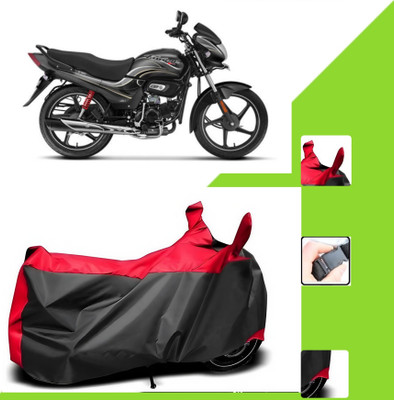 WMIZEXA Two Wheeler Cover for Hero(MotoCorp Passion Pro, Black, Red)
