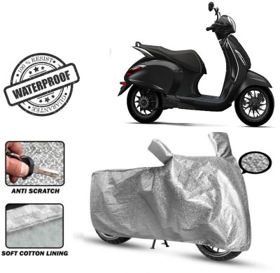 ROYAL AUTO MART Waterproof Two Wheeler Cover for Bajaj(Chetak, Silver)