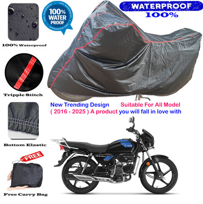 AutoGalaxy Waterproof Two Wheeler Cover for Hero(Splendor Plus, Black, Red)